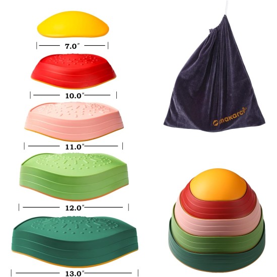 makarci Balance-Trittsteine ​​für Kinder, rutschfeste sensorische Spielzeuge für Kleinkinder im Freien oder drinnen, fördern motorische Fähigkeiten und Selbstvertrauen, Hindernisparcours-Koordinationsspielzeug für Kinder ab 3, 4, 5, 6 und 7 Jahren