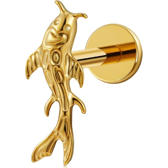 FINE4U 1PC Helix Conch Piercing-Schmuck für Frauen 16G 6mm 8mm - ASTM F136 Titan-Knorpel-Ohrstecker mit flacher Rückseite