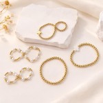 Goldarmbänder für Damenschmuck – Osterkörbchen, Kreuz-/Perlen-/Perlenarmbänder-Set, zierliche 14-Karat-vergoldete Perlenarmbänder im Stapel, Geburtstags-Ostergeschenke für Frauen