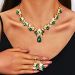 Sixexey Brautschmuck-Set für Hochzeit, Gold, Kristall, Strass, Halsschmuck, Abschlussball, Kostümschmuck, Halskette für Frauen