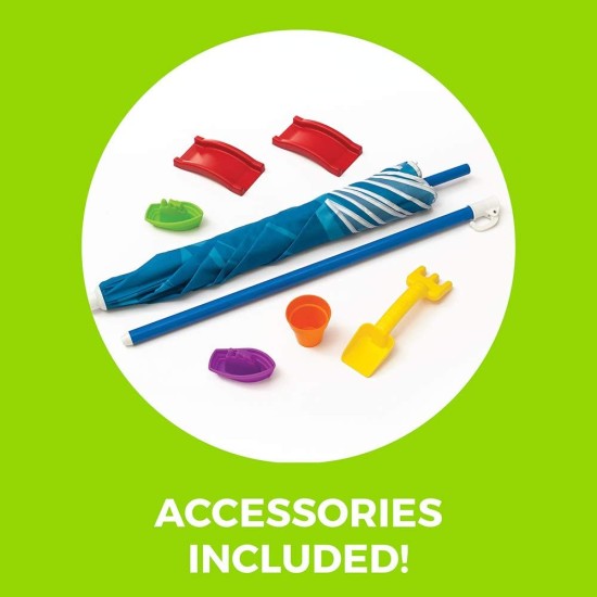 Step2 Cascading Cove Sand- und Wassertisch, sensorisches Aktivitätsspielset für Kinder, kommt mit Regenschirm, sommerlichem Outdoor-Spielzeug, 7-teiligem Spielzeugzubehör, für Kleinkinder ab 1,5 Jahren