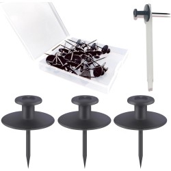 30 Stück Pinnnadeln, Bilderaufhänger, Wandhaken, doppelköpfige Reißzwecken für Wandbehänge, mieterfreundliche Dekoration, kleine Bilderrahmenaufhänger für Trockenbau, Korktafel, Zuhause, Büro, Fotodekorationen (schwarz)