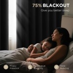Joydeco Verdunkelungsvorhänge für Schlafzimmer, Verdunkelungsvorhänge, 213,4 cm lang, schwarze Vorhänge mit Ösen, geräuschreduzierende, energiesparende, wärmeisolierte und faltenfreie Vorhänge für Wohnzimmer, 2 Bahnen Joydeco Verdunkelungsvorhänge für Schlafzimmer, Verdunkelungsvorhänge, 213,4 cm lang, schwarze Vorhänge mit Ösen, geräuschreduzierende, energiesparende, wärmeisolierte und faltenfreie Vorhänge für Wohnzimmer, 2 Bahnen