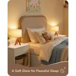 EDISHINE Stativ-Tischlampe, kleine süße Nachttischlampe mit leinenbeigem Lampenschirm, Nachttischlampe für Kinderzimmer, Schlafzimmer, Kinderzimmer, Wohnzimmer, hellbrauner Holzsockel, E26-Fassung, 14,2 Zoll