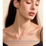 Beam & Bask Moissanit-Herzanhänger-Halsketten für Frauen, mit LIEBE graviert, Sterlingsilber mit 18-karätigem Gold überzogen, Jubiläums- und Geburtstagsschmuck für Ehefrau, Freundin, Mutter oder Sie