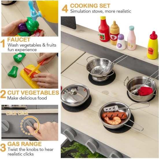 INFANS Matschküche, Outdoor-Spielküche mit Wasserhahn, Kreidetafel, Öfen, abnehmbare Spüle, Kochzubehör, Holz-Kinderküche, Spielset, Hinterhof-Gartenspielzeug, Geschenk für Jungen und Mädchen ab 3 Jahren INFANS Matschküche, Outdoor-Spielküche mit Wasserhahn, Kreidetafel, Öfen, abnehmbare Spüle, Kochzubehör, Holz-Kinderküche, Spielset, Hinterhof-Gartenspielzeug, Geschenk für Jungen und Mädchen ab 3 Jahren