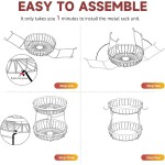 2-stöckiger großer Obstkorb für die Küchentheke mit 2 Bananenaufhängern, stapelbare Obstschale aus Metall für die Küchentheke für Brot, Gemüse, Obst, Schwarz