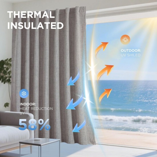 Joydeco Verdunkelungsvorhänge für Schlafzimmer – Naturleinen, 213 cm lang, 100 % lichtblockierend, 2 Bahnen-Set, Stangentasche und Laschen auf der Rückseite, Wohnzimmervorhänge, wärmeisolierte raumverdunkelnde Fenstervorhänge Joydeco Verdunkelungsvorhänge für Schlafzimmer – Naturleinen, 213 cm lang, 100 % lichtblockierend, 2 Bahnen-Set, Stangentasche und Laschen auf der Rückseite, Wohnzimmervorhänge, wärmeisolierte raumverdunkelnde Fenstervorhänge