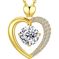 Beam & Bask Moissanit-Herzanhänger-Halsketten für Frauen, mit LIEBE graviert, Sterlingsilber mit 18-karätigem Gold überzogen, Jubiläums- und Geburtstagsschmuck für Ehefrau, Freundin, Mutter oder Sie