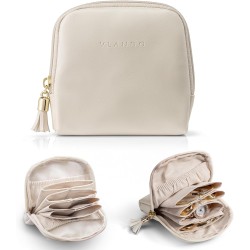 VLANDO Kleines Reise-Schmucketui, Brautjungfern-Geschenke, Schmuckbeutel mit Reißverschluss, Samt-Schmuck-Organizer, Aufbewahrungstasche für Armbänder, Ringe, Ohrringe, Cremeweiß