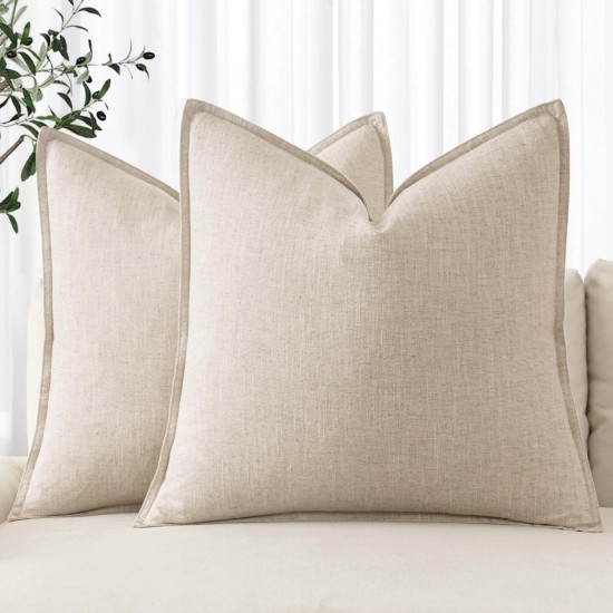 MIULEE dekorative Leinen-Kissenbezüge, 50,8 x 50,8 cm, natürliches Beige, Boho-Bauernhaus, neutrale Couch-Überwurfkissen für das Bett, 2er-Pack, Akzent moderne Kissenbezüge, Sofa, Wohnzimmer, Heimdekoration MIULEE dekorative Leinen-Kissenbezüge, 50,8 x 50,8 cm, natürliches Beige, Boho-Bauernhaus, neutrale Couch-Überwurfkissen für das Bett, 2er-Pack, Akzent moderne Kissenbezüge, Sofa, Wohnzimmer, Heimdekoration