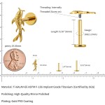 FINE4U 1PC Helix Conch Piercing-Schmuck für Frauen 16G 6mm 8mm - ASTM F136 Titan-Knorpel-Ohrstecker mit flacher Rückseite