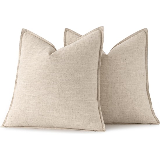 MIULEE dekorative Leinen-Kissenbezüge, 50,8 x 50,8 cm, natürliches Beige, Boho-Bauernhaus, neutrale Couch-Überwurfkissen für das Bett, 2er-Pack, Akzent moderne Kissenbezüge, Sofa, Wohnzimmer, Heimdekoration MIULEE dekorative Leinen-Kissenbezüge, 50,8 x 50,8 cm, natürliches Beige, Boho-Bauernhaus, neutrale Couch-Überwurfkissen für das Bett, 2er-Pack, Akzent moderne Kissenbezüge, Sofa, Wohnzimmer, Heimdekoration