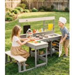 INFANS Matschküche, Outdoor-Spielküche mit Wasserhahn, Kreidetafel, Öfen, abnehmbare Spüle, Kochzubehör, Holz-Kinderküche, Spielset, Hinterhof-Gartenspielzeug, Geschenk für Jungen und Mädchen ab 3 Jahren INFANS Matschküche, Outdoor-Spielküche mit Wasserhahn, Kreidetafel, Öfen, abnehmbare Spüle, Kochzubehör, Holz-Kinderküche, Spielset, Hinterhof-Gartenspielzeug, Geschenk für Jungen und Mädchen ab 3 Jahren