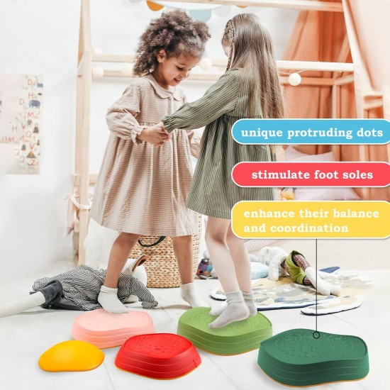 makarci Balance-Trittsteine ​​für Kinder, rutschfeste sensorische Spielzeuge für Kleinkinder im Freien oder drinnen, fördern motorische Fähigkeiten und Selbstvertrauen, Hindernisparcours-Koordinationsspielzeug für Kinder ab 3, 4, 5, 6 und 7 Jahren