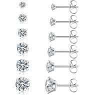 6 Paar Ohrstecker-Set, hypoallergene Zirkonia 316L-Ohrringe, Edelstahl-CZ-Ohrringe 3–8 mm (Stahlfarbe)