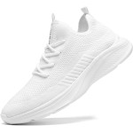 VAMJAM Herren-Laufschuhe, modische Sneakers – leichte, atmungsaktive, fliegende Strick-Schnür-Mesh-Wanderschuhe für Workout, Freizeit-Sportschuhe