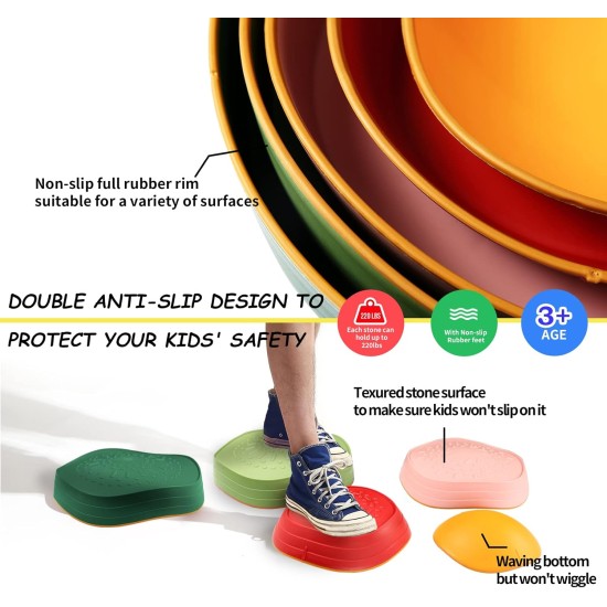 makarci Balance-Trittsteine ​​für Kinder, rutschfeste sensorische Spielzeuge für Kleinkinder im Freien oder drinnen, fördern motorische Fähigkeiten und Selbstvertrauen, Hindernisparcours-Koordinationsspielzeug für Kinder ab 3, 4, 5, 6 und 7 Jahren