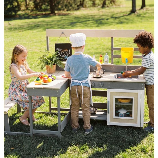 INFANS Matschküche, Outdoor-Spielküche mit Wasserhahn, Kreidetafel, Öfen, abnehmbare Spüle, Kochzubehör, Holz-Kinderküche, Spielset, Hinterhof-Gartenspielzeug, Geschenk für Jungen und Mädchen ab 3 Jahren INFANS Matschküche, Outdoor-Spielküche mit Wasserhahn, Kreidetafel, Öfen, abnehmbare Spüle, Kochzubehör, Holz-Kinderküche, Spielset, Hinterhof-Gartenspielzeug, Geschenk für Jungen und Mädchen ab 3 Jahren