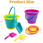 JOYIN Faltbares Strandeimer-Set – 3 Packungen zusammenklappbare Spielzeugeimer mit Schaufeln und Netzrucksack für Kinder, Kleinkinder, Partys, Campingausrüstung, Reisen, Angeln, Wassereimer (Rosa/Lila/Grün) JOYIN Faltbares Strandeimer-Set – 3 Packungen zusammenklappbare Spielzeugeimer mit Schaufeln und Netzrucksack für Kinder, Kleinkinder, Partys, Campingausrüstung, Reisen, Angeln, Wassereimer (Rosa/Lila/Grün)