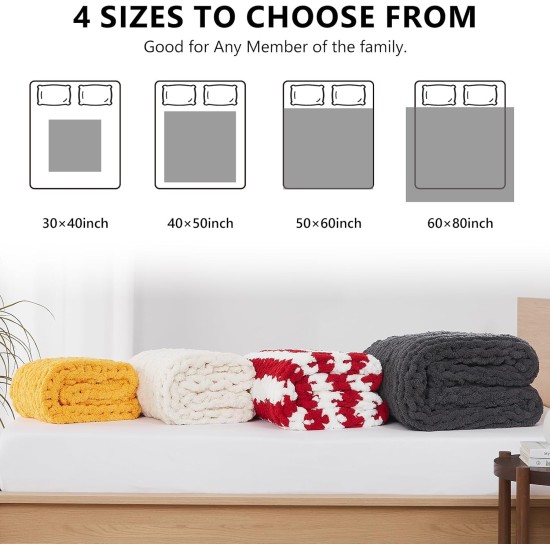 L'AGRATY Grobstrick-Decke, Überwurf, Decke aus weichem Chenille-Garn, 50 x 60 cm, handgefertigte Zopfmuster-Häkeldecke, große Strickdecken, grobes Garn, Decke mit Seilknoten, Überwurf für Couch, Sofa, Bett, Heimdekoration L'AGRATY Grobstrick-Decke, Überwurf, Decke aus weichem Chenille-Garn, 50 x 60 cm, handgefertigte Zopfmuster-Häkeldecke, große Strickdecken, grobes Garn, Decke mit Seilknoten, Überwurf für Couch, Sofa, Bett, Heimdekoration