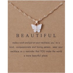 Süße süße bunte Schmetterlings-verstellbare Schlüsselbeinkette, leichte Arcylic-Insekten-Halskette mit Botschaftskarte, Freundschaft, viel Glück, böhmischer Schmuck für Frauen