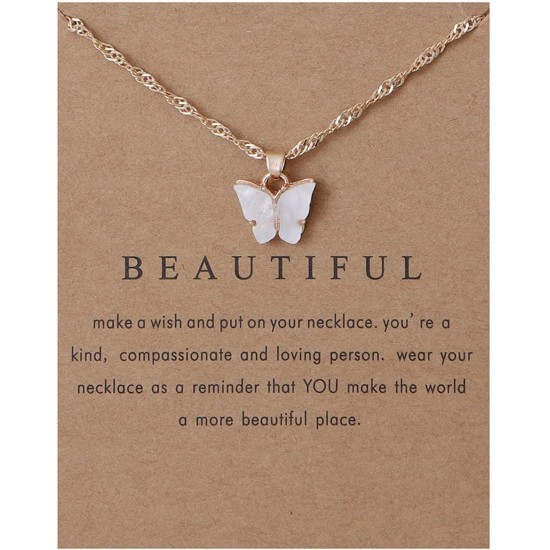 Süße süße bunte Schmetterlings-verstellbare Schlüsselbeinkette, leichte Arcylic-Insekten-Halskette mit Botschaftskarte, Freundschaft, viel Glück, böhmischer Schmuck für Frauen Süße süße bunte Schmetterlings-verstellbare Schlüsselbeinkette, leichte Arcylic-Insekten-Halskette mit Botschaftskarte, Freundschaft, viel Glück, böhmischer Schmuck für Frauen