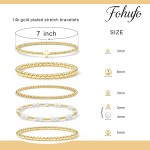 Goldarmbänder für Damenschmuck – Osterkörbchen, Kreuz-/Perlen-/Perlenarmbänder-Set, zierliche 14-Karat-vergoldete Perlenarmbänder im Stapel, Geburtstags-Ostergeschenke für Frauen