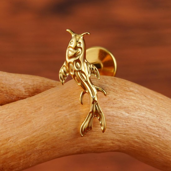 FINE4U 1PC Helix Conch Piercing-Schmuck für Frauen 16G 6mm 8mm - ASTM F136 Titan-Knorpel-Ohrstecker mit flacher Rückseite