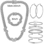 Kubanische Kette „Butterfly Miami Hip-Hop“, Strass-Schmetterlings-Halskette, Armband, Ohrringe, Schmuckset für Damen