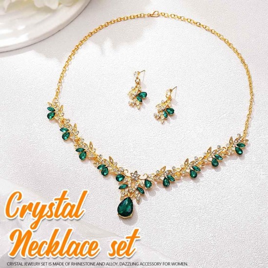 Sixexey Brautschmuck-Set für Hochzeit, Gold, Kristall, Strass, Halsschmuck, Abschlussball, Kostümschmuck, Halskette für Frauen