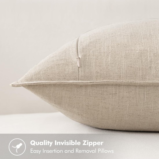 MIULEE dekorative Leinen-Kissenbezüge, 50,8 x 50,8 cm, natürliches Beige, Boho-Bauernhaus, neutrale Couch-Überwurfkissen für das Bett, 2er-Pack, Akzent moderne Kissenbezüge, Sofa, Wohnzimmer, Heimdekoration MIULEE dekorative Leinen-Kissenbezüge, 50,8 x 50,8 cm, natürliches Beige, Boho-Bauernhaus, neutrale Couch-Überwurfkissen für das Bett, 2er-Pack, Akzent moderne Kissenbezüge, Sofa, Wohnzimmer, Heimdekoration