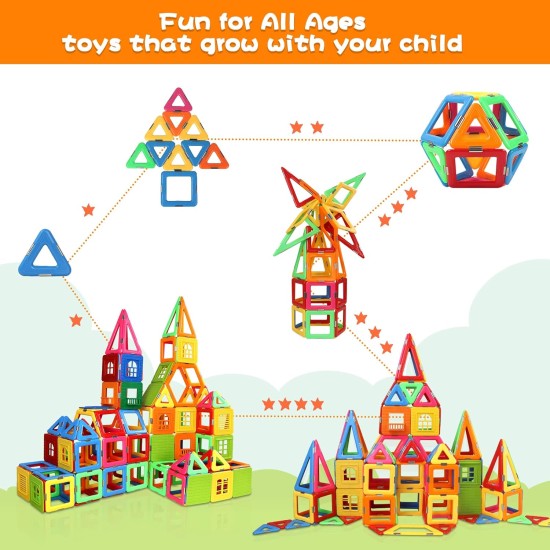 Coodoo verbesserte Magnetblöcke, robuste Kacheln, STEM-Spielzeug für Jungen und Mädchen ab 3 Jahren, Lernen durch Spielen für Kleinkinder, kompatibel mit Bausteinen großer Marken – Starter-Set Coodoo verbesserte Magnetblöcke, robuste Kacheln, STEM-Spielzeug für Jungen und Mädchen ab 3 Jahren, Lernen durch Spielen für Kleinkinder, kompatibel mit Bausteinen großer Marken – Starter-Set