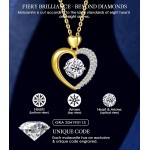 Beam & Bask Moissanit-Herzanhänger-Halsketten für Frauen, mit LIEBE graviert, Sterlingsilber mit 18-karätigem Gold überzogen, Jubiläums- und Geburtstagsschmuck für Ehefrau, Freundin, Mutter oder Sie