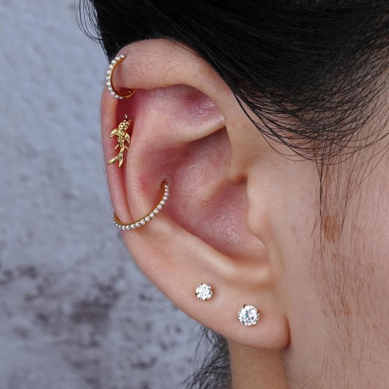 FINE4U 1PC Helix Conch Piercing-Schmuck für Frauen 16G 6mm 8mm - ASTM F136 Titan-Knorpel-Ohrstecker mit flacher Rückseite