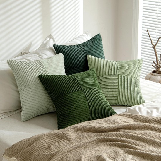 MIULEE Frühlingsgrüne dekorative Kissenbezüge, 45,7 x 45,7 cm, 4er-Set, Boho-Bauernhaus-Kissenbezüge, moderne nordische Kissenbezüge, weicher Cord-Farbverlauf, Heimdekoration für Couch, Sofa, Wohnzimmer, Bett MIULEE Frühlingsgrüne dekorative Kissenbezüge, 45,7 x 45,7 cm, 4er-Set, Boho-Bauernhaus-Kissenbezüge, moderne nordische Kissenbezüge, weicher Cord-Farbverlauf, Heimdekoration für Couch, Sofa, Wohnzimmer, Bett