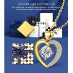 Beam & Bask Moissanit-Herzanhänger-Halsketten für Frauen, mit LIEBE graviert, Sterlingsilber mit 18-karätigem Gold überzogen, Jubiläums- und Geburtstagsschmuck für Ehefrau, Freundin, Mutter oder Sie