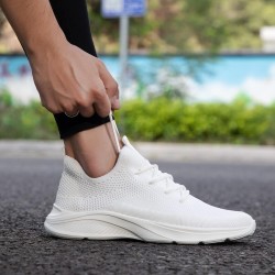 VAMJAM Herren-Laufschuhe, modische Sneakers – leichte, atmungsaktive, fliegende Strick-Schnür-Mesh-Wanderschuhe für Workout, Freizeit-Sportschuhe