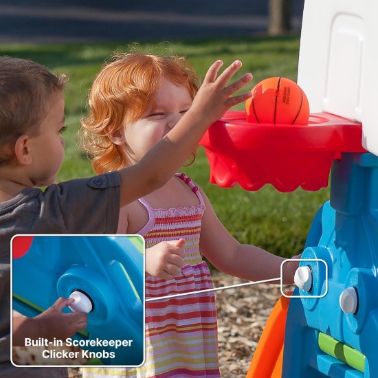 Step2 Game Time Sports Climber, Indoor-/Outdoor-Spielset für Kinder, Hinterhof-Spielplatzset, Rutsche, Kletterwand, Basketballkorb, Klettergerüst im Freien, für Kleinkinder von 2–6 Jahren Step2 Game Time Sports Climber, Indoor-/Outdoor-Spielset für Kinder, Hinterhof-Spielplatzset, Rutsche, Kletterwand, Basketballkorb, Klettergerüst im Freien, für Kleinkinder von 2–6 Jahren