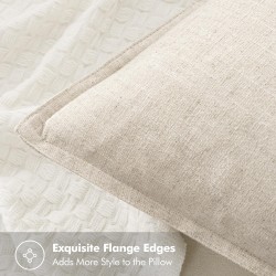 MIULEE dekorative Leinen-Kissenbezüge, 50,8 x 50,8 cm, natürliches Beige, Boho-Bauernhaus, neutrale Couch-Überwurfkissen für das Bett, 2er-Pack, Akzent moderne Kissenbezüge, Sofa, Wohnzimmer, Heimdekoration
