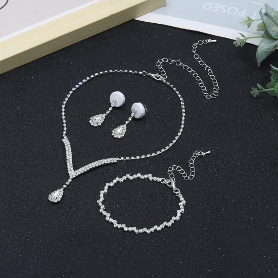 NEWITIN 15-teiliges Silber-Schmuckset für Damen, Abschlussball, Kostüm, Juwelen, Strass-Kristall-Halsketten, Tennis-Armbänder, Ringe, Ohrringe, Brautschmuck, Hochzeit, Schmuck-Sets für Bräute, Brautjungfern NEWITIN 15-teiliges Silber-Schmuckset für Damen, Abschlussball, Kostüm, Juwelen, Strass-Kristall-Halsketten, Tennis-Armbänder, Ringe, Ohrringe, Brautschmuck, Hochzeit, Schmuck-Sets für Bräute, Brautjungfern
