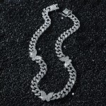 Kubanische Kette „Butterfly Miami Hip-Hop“, Strass-Schmetterlings-Halskette, Armband, Ohrringe, Schmuckset für Damen