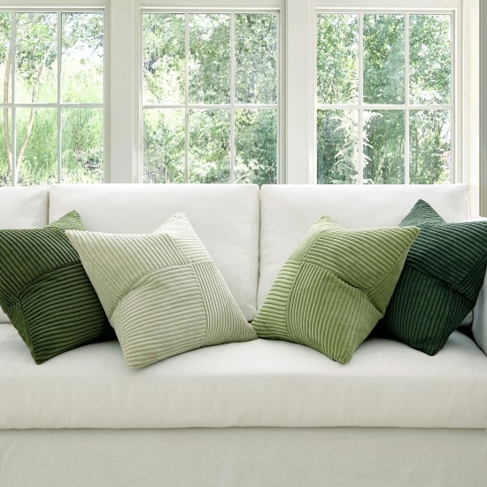 MIULEE Frühlingsgrüne dekorative Kissenbezüge, 45,7 x 45,7 cm, 4er-Set, Boho-Bauernhaus-Kissenbezüge, moderne nordische Kissenbezüge, weicher Cord-Farbverlauf, Heimdekoration für Couch, Sofa, Wohnzimmer, Bett MIULEE Frühlingsgrüne dekorative Kissenbezüge, 45,7 x 45,7 cm, 4er-Set, Boho-Bauernhaus-Kissenbezüge, moderne nordische Kissenbezüge, weicher Cord-Farbverlauf, Heimdekoration für Couch, Sofa, Wohnzimmer, Bett