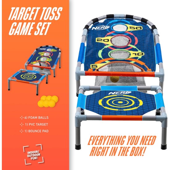 NERF Kids Bounce N Score Target Toss Game Set – Schaumstoffball-Hüpfspiel für Kinder ab 6 Jahren – (6) Schaumstoff-Hüpfbälle und (1) Punkteziel im Lieferumfang enthalten NERF Kids Bounce N Score Target Toss Game Set – Schaumstoffball-Hüpfspiel für Kinder ab 6 Jahren – (6) Schaumstoff-Hüpfbälle und (1) Punkteziel im Lieferumfang enthalten