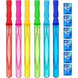 JOYIN 14,6 Zoll große Seifenblasenstäbe für Kinder, 6 Stück Seifenblasenstäbe mit Nachfülllösung für sommerliche Spielzeugpartys, Spielzeugaktivitäten im Freien, Osterkörbchenfüller, Geburtstagsgeschenke