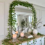 CQURE 12 Stück 84 Fuß künstliche Efeu-Girlanden, künstliche Ranken, UV-beständige grüne Blätter, künstliche Pflanzen zum Aufhängen, ästhetische Ranken für Zuhause, Schlafzimmer, Party, Garten, Wand, Raumdekoration