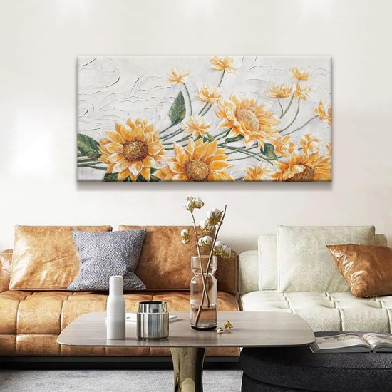 Suconvng Wandkunst für Wohnzimmer, Sonnenblumen-Wandkunst, moderne Leinwandkunst, Wanddekoration, Heimwanddekoration, geeignete Bilder für Schlafzimmer, Wohnung, Büro, kann aufgehängt werden, 61 x 121,9 cm Suconvng Wandkunst für Wohnzimmer, Sonnenblumen-Wandkunst, moderne Leinwandkunst, Wanddekoration, Heimwanddekoration, geeignete Bilder für Schlafzimmer, Wohnung, Büro, kann aufgehängt werden, 61 x 121,9 cm