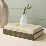 Dekorative Bücherboxen im 2er-Set – Kunstbücher mit Leinenstruktur und versteckter Aufbewahrung, Couchtisch-Dekoration, Bücher und Bücherregal-Akzent (Olivgrün und Elfenbein)