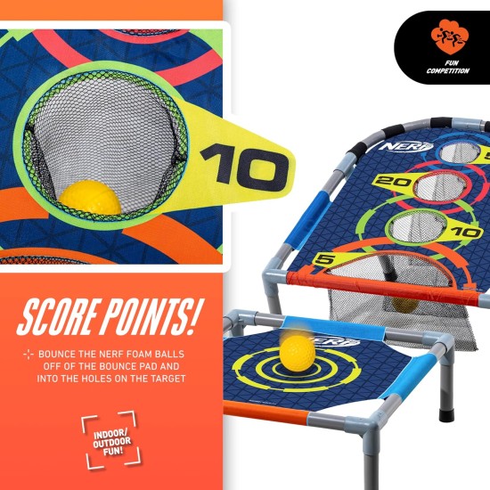 NERF Kids Bounce N Score Target Toss Game Set – Schaumstoffball-Hüpfspiel für Kinder ab 6 Jahren – (6) Schaumstoff-Hüpfbälle und (1) Punkteziel im Lieferumfang enthalten NERF Kids Bounce N Score Target Toss Game Set – Schaumstoffball-Hüpfspiel für Kinder ab 6 Jahren – (6) Schaumstoff-Hüpfbälle und (1) Punkteziel im Lieferumfang enthalten