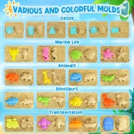 Beach Toys, Sand Toys for Kids Boys and Girls with 2 Construction Vehicle, 2 Collapsible Bucket, Sand Castle Building Kit, Sand Molds, Mesh Bag, Outdoor Toys for Kids Ages 4-8